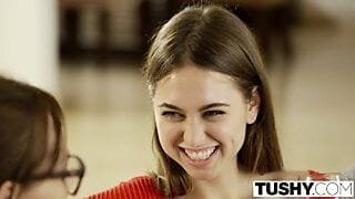 Riley Reid gets her first double penetration on Tushy